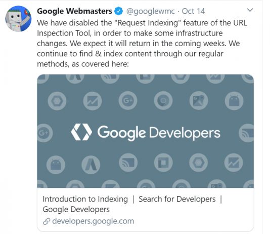 Google Search Console, Убрал кнопку “Запросить индексирование” Запросить индексирование - отключено